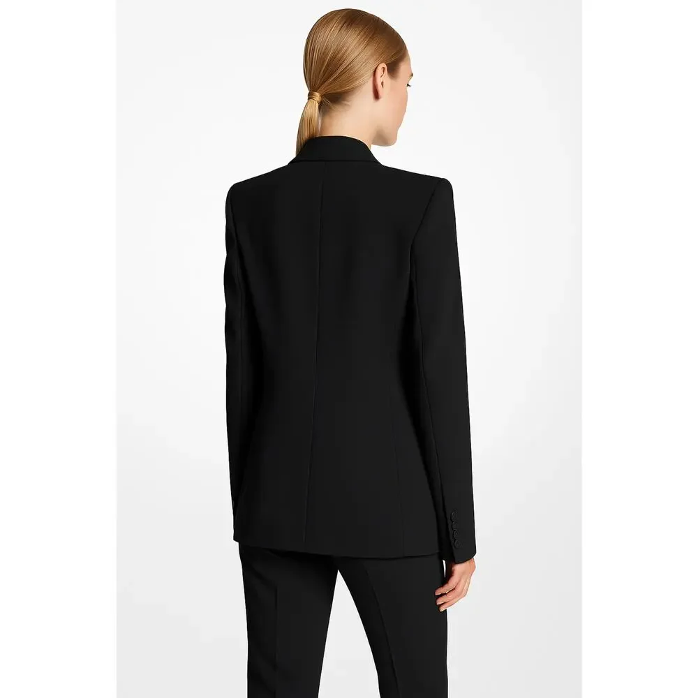 2290 Michael Kors Women Black Georginia Double Crepe‎ Blazer Jacker Size 8